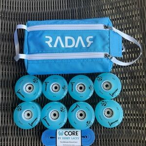 NEW LED Quad Roller Skates Luminous Blue Wheels Radar Wheel Bag - BLUE SET